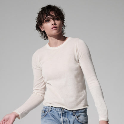 100% Machine Washable Cashmere Long Sleeve Crewneck T-Shirt - MAJESTIC FILATURES - Banebrook Collections