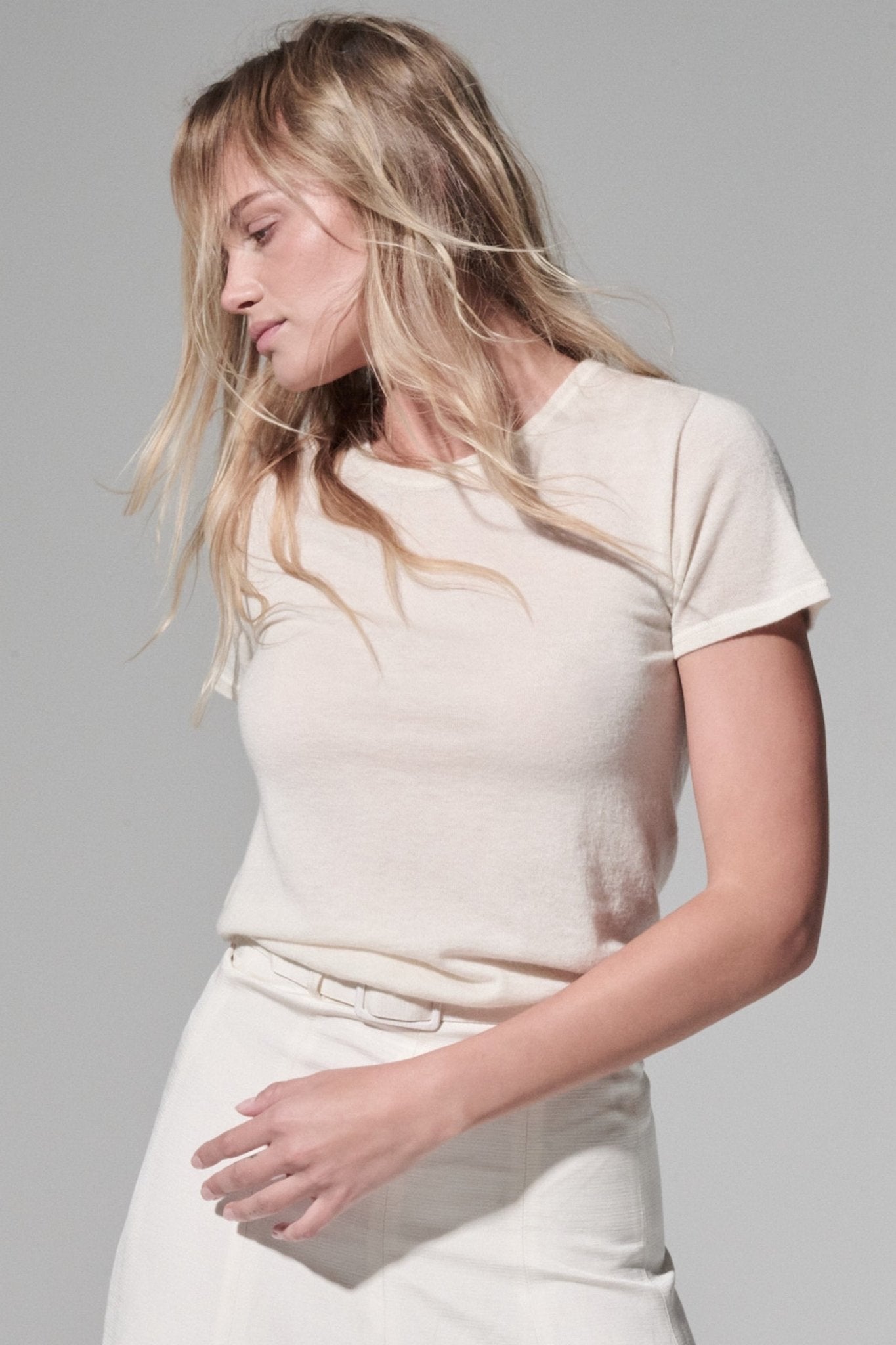 100% Machine Washable Cashmere Short Sleeve Crewneck T-Shirt - MAJESTIC FILATURES - Banebrook Collections