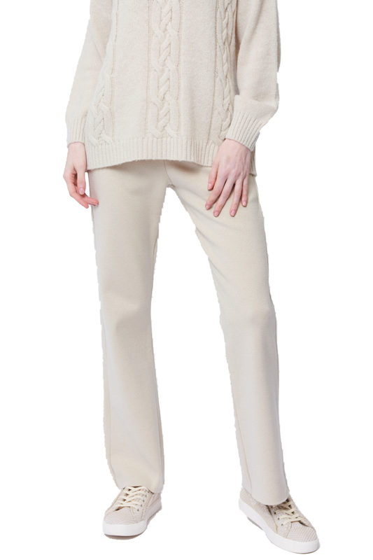 Monique Milano-Knit Boot Leg  Pants; Beige Melange