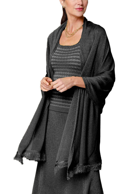 Star Dust Shimmer Shawl; Silver Black