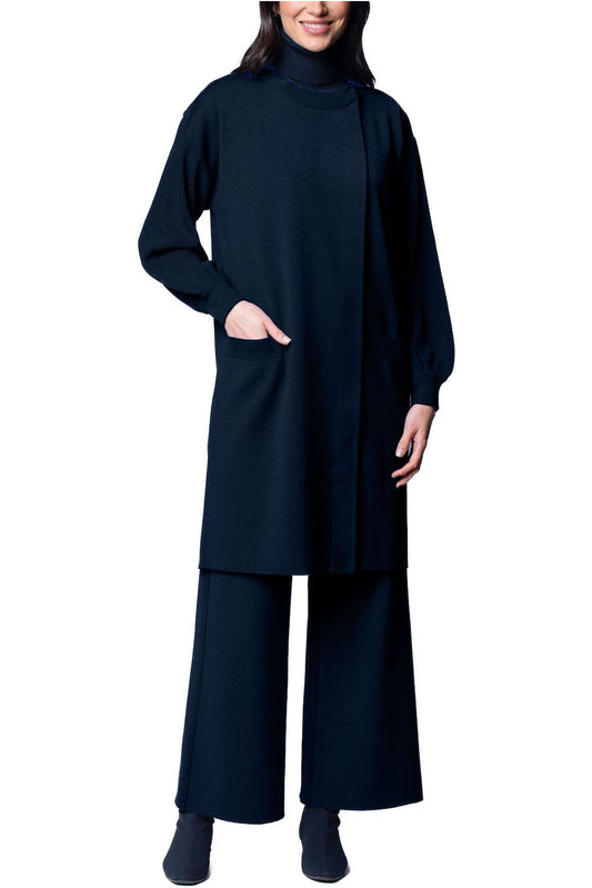 Lora Flat-Knit Car Coat, Dark Navy