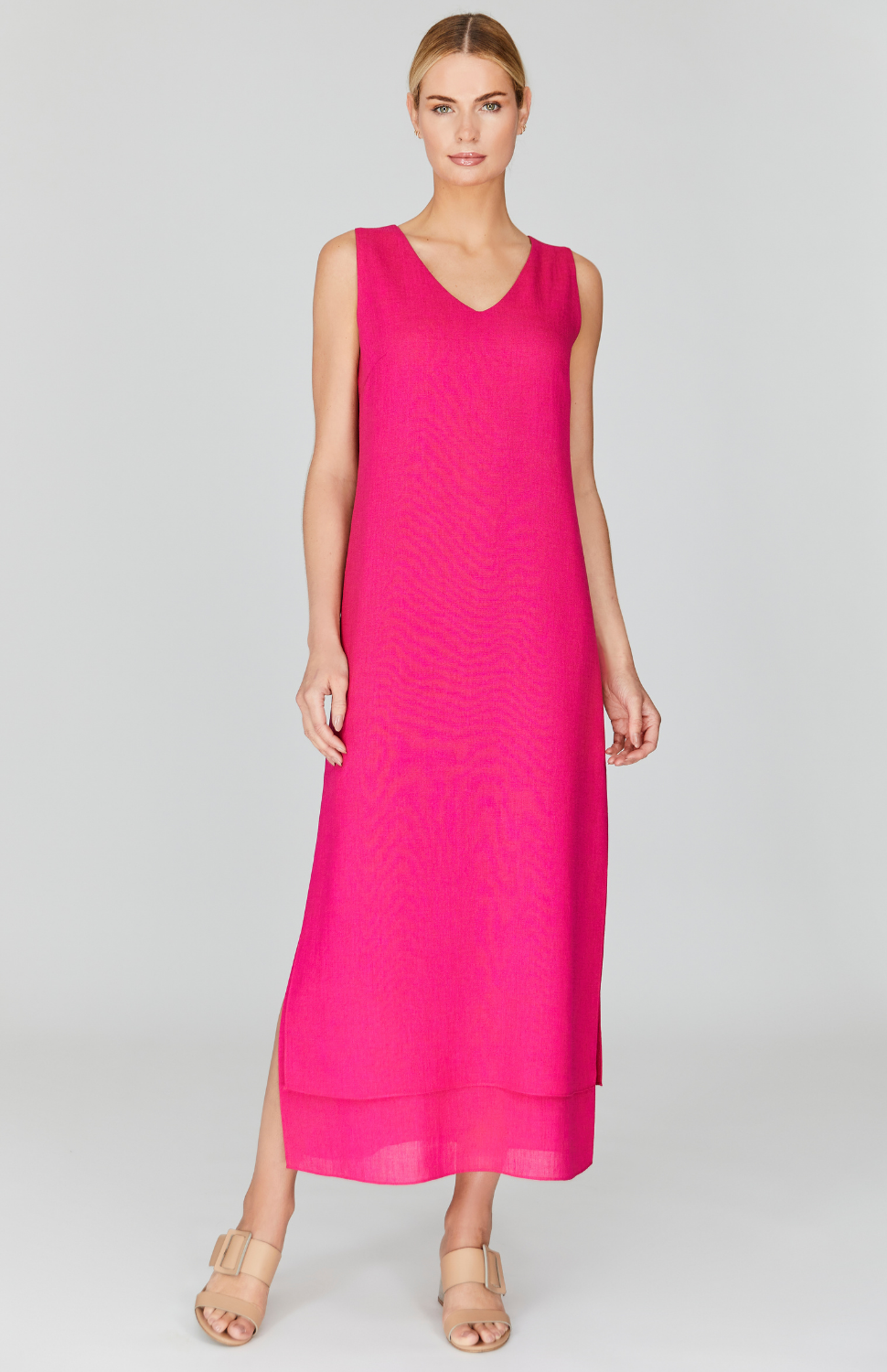 Severine is 5' 9" wearing Fuchsia in XS.