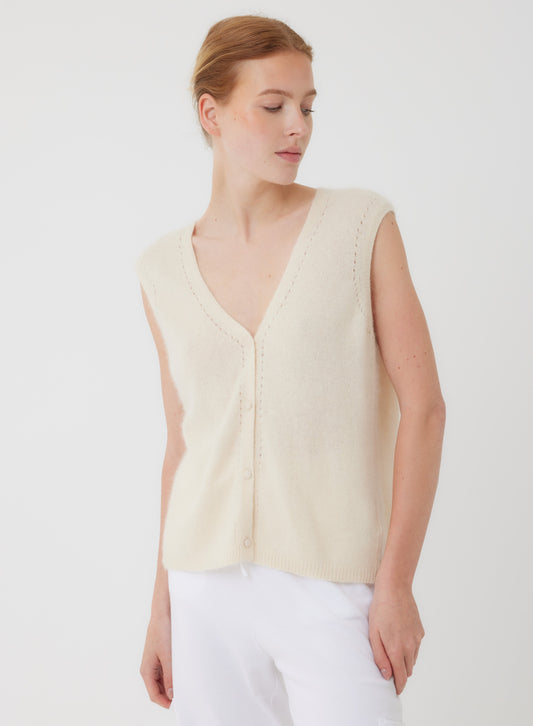 Ultra Soft Laser Cut Vest - V NECK S/S - Majestic Filatures North America