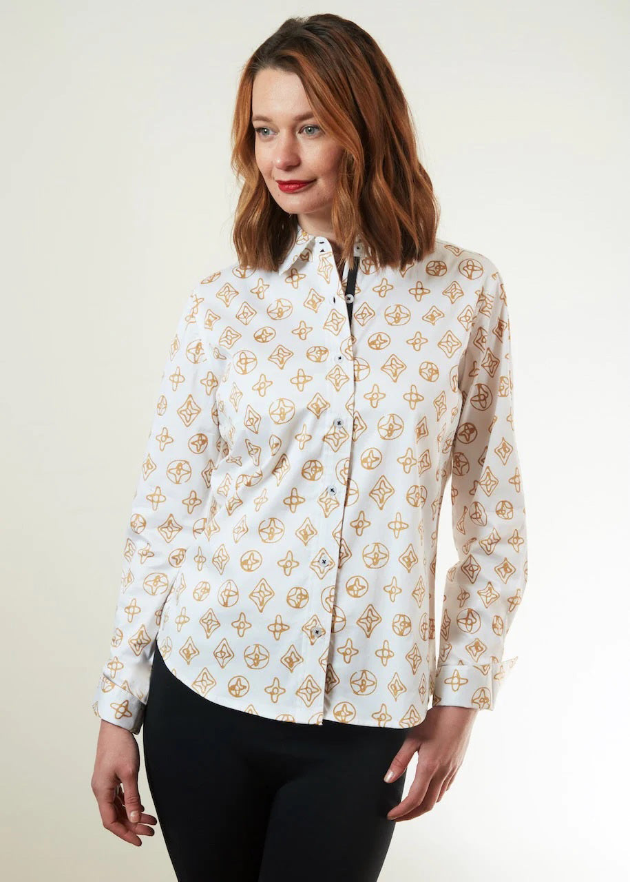 Rome Shirt Geometric  White Ground Super Cute Print