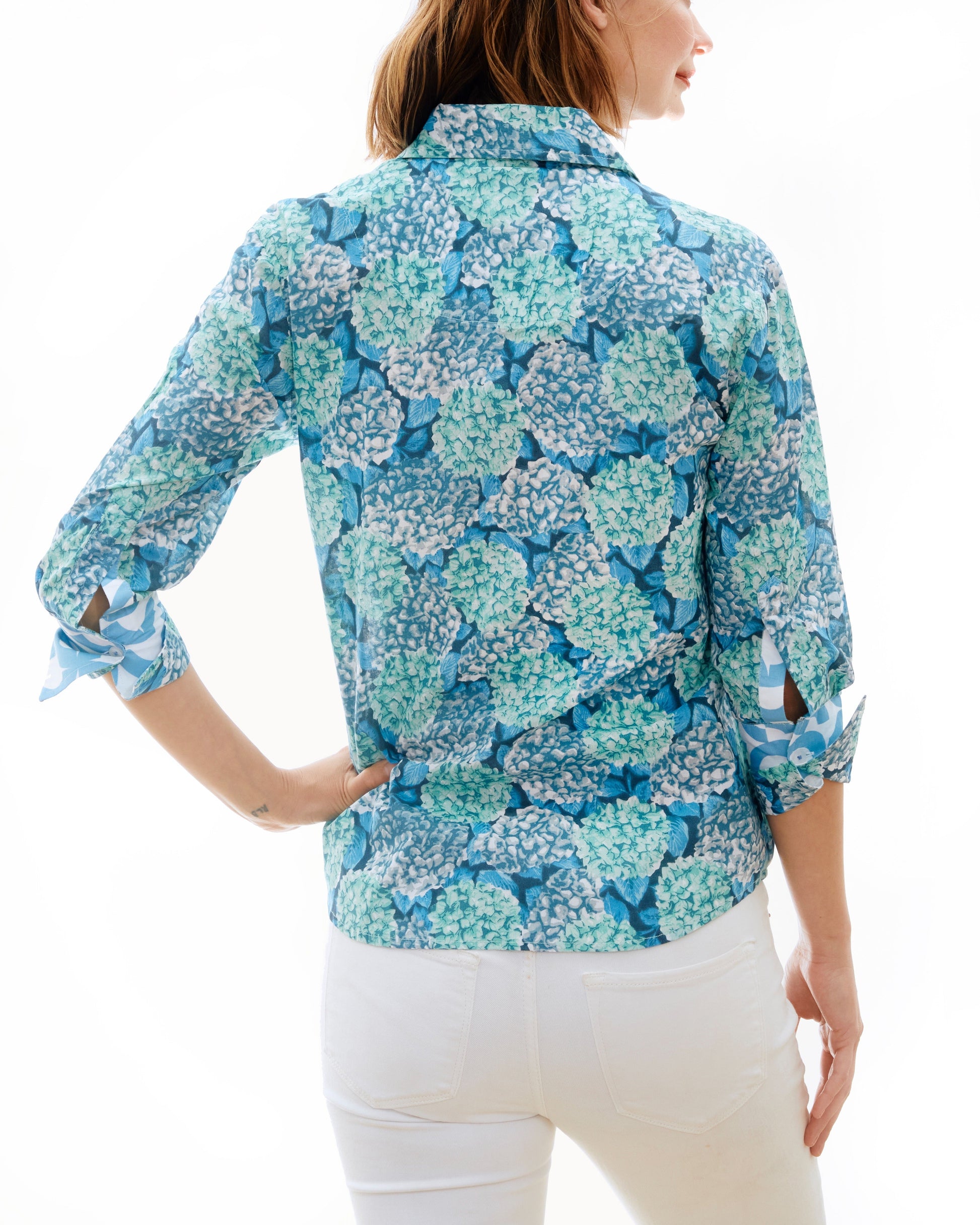 Rome 3/4 Shirt Hydrangeas XS / 4023-S438