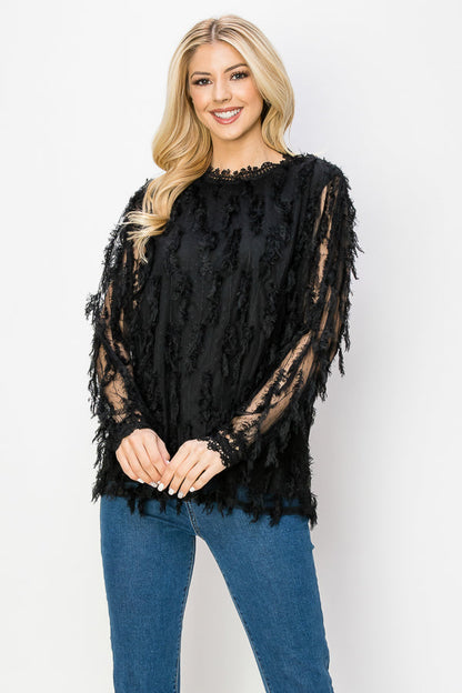 Whitney Woven Feathered Top