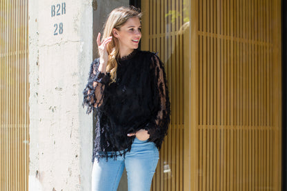 Whitney Woven Feathered Top