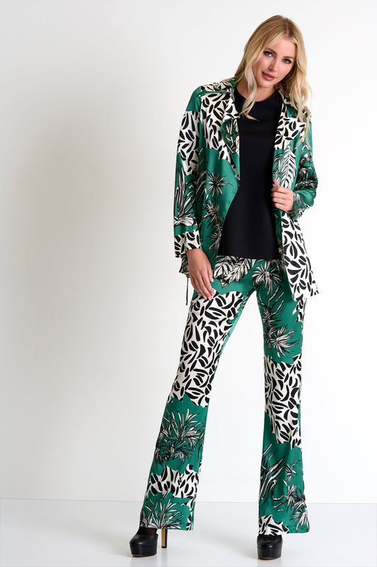 Silk Flared Trousers - 52451-53-951 02 / 951 Oasis / 95% SILK 5% ELASTANE