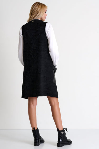 Sleeveless Long Vest - 52476-76-800 1 / 800 Caviar / 50% ACRYLIC 30% COTTON 10% WOOL 5%