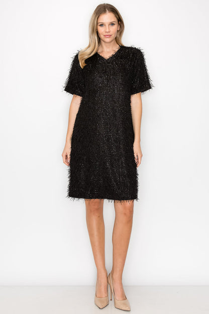 Winna Sparkling Feathered Eyelash Dress