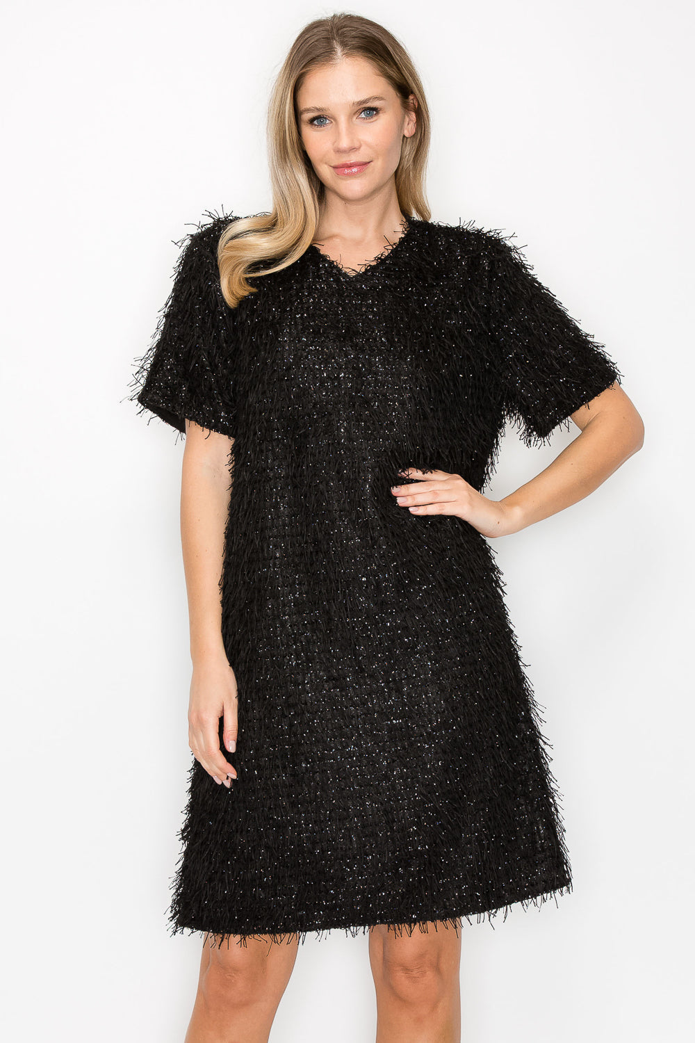 Winna Sparkling Feathered Eyelash Dress