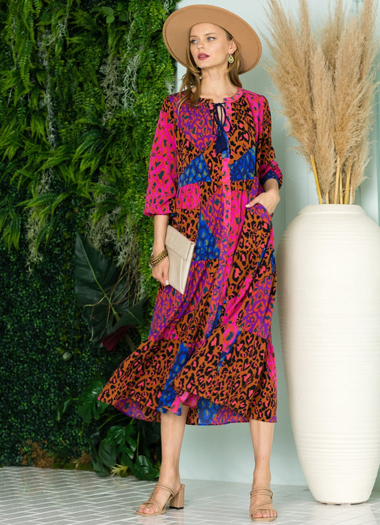 Waldina Printed Charmeuse Dress