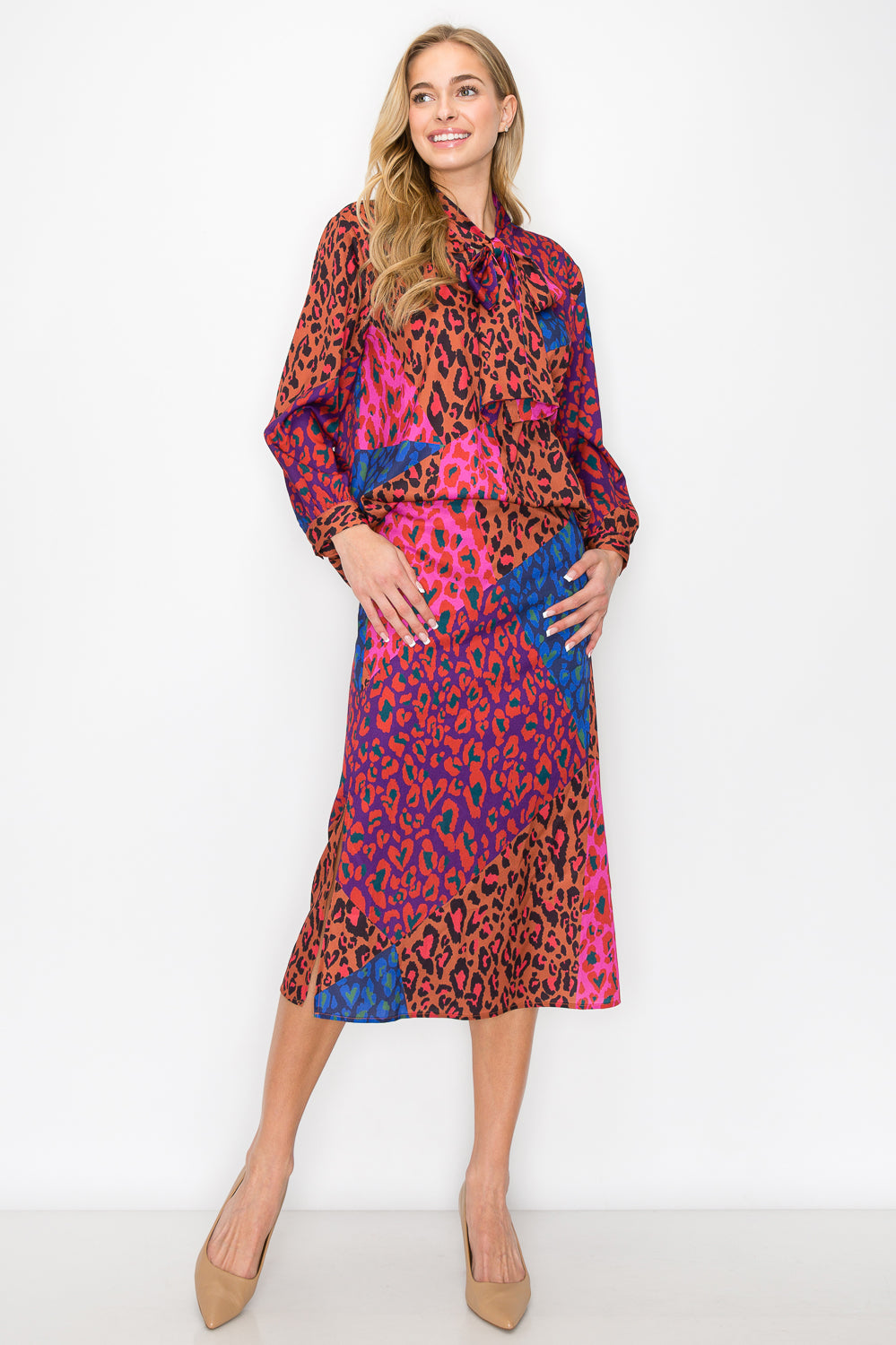 Weslie Printed Charmeuse Skirt