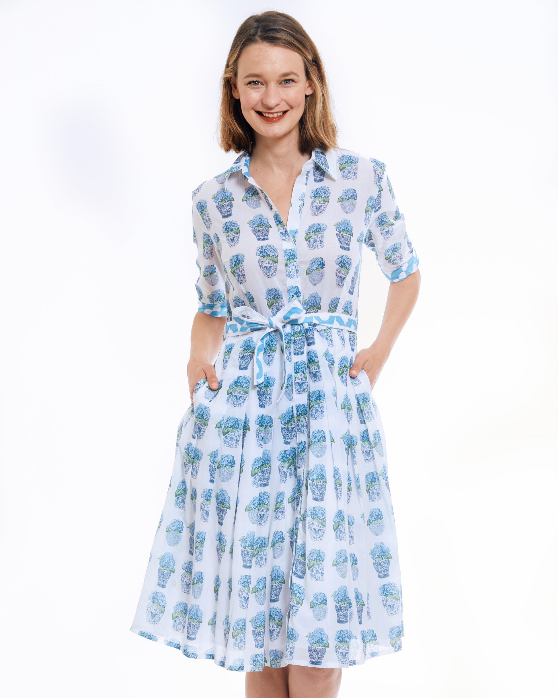 Mrs Maisel Dress Chinoiserie And Hydrangeas XS / 663-S433