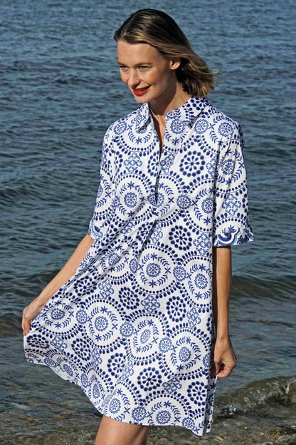 Monterey Dress Blue And White Americana Print