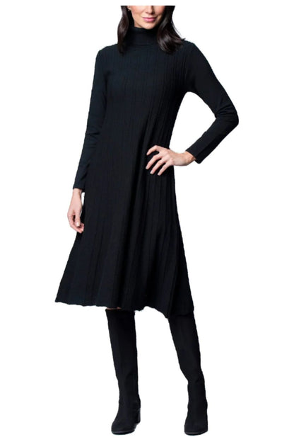 Haylee Midi Turtleneck Sweater Dress; Black