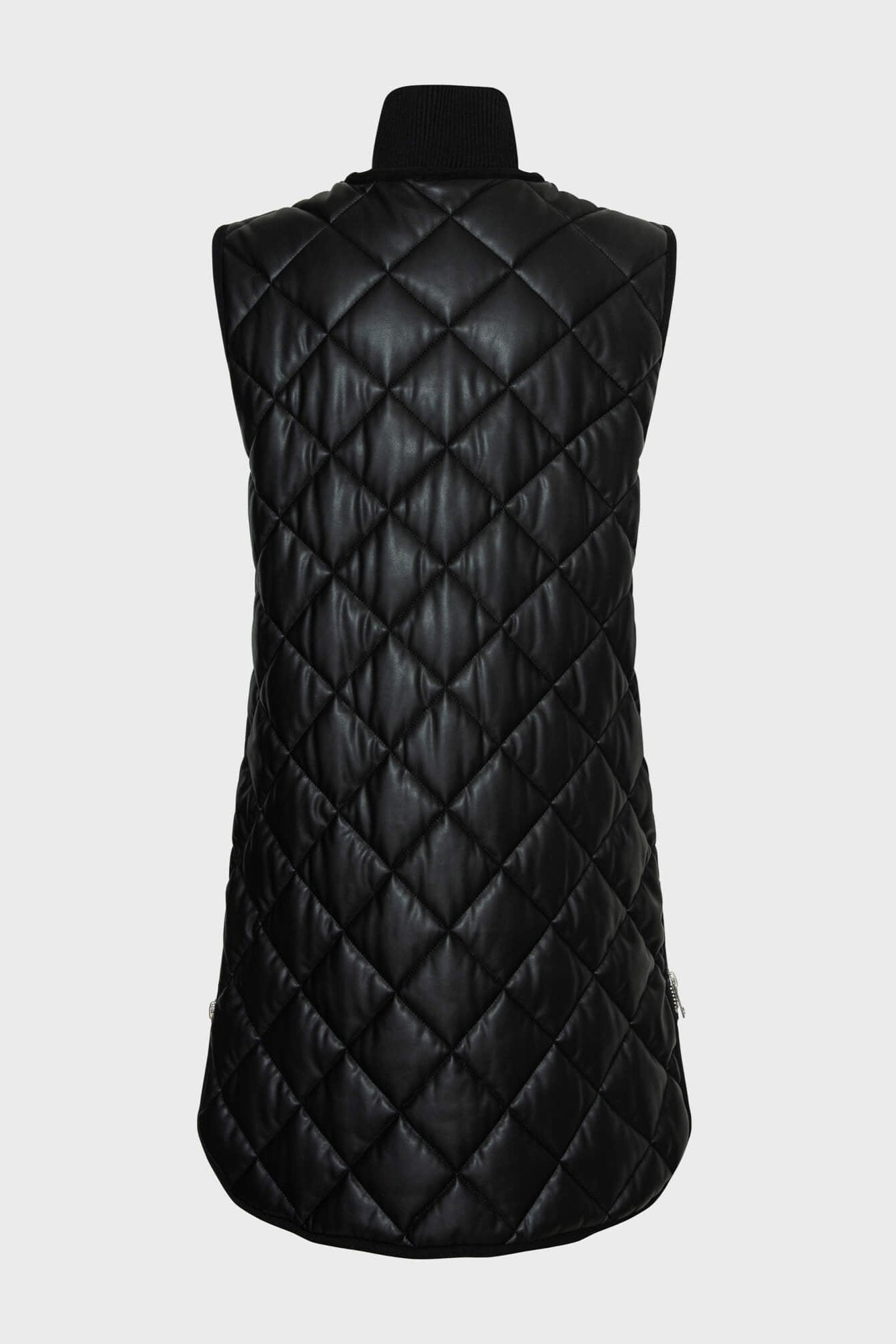 Destiny Quilted Full Zip Vegan Leather Vest W/ Side Zipper