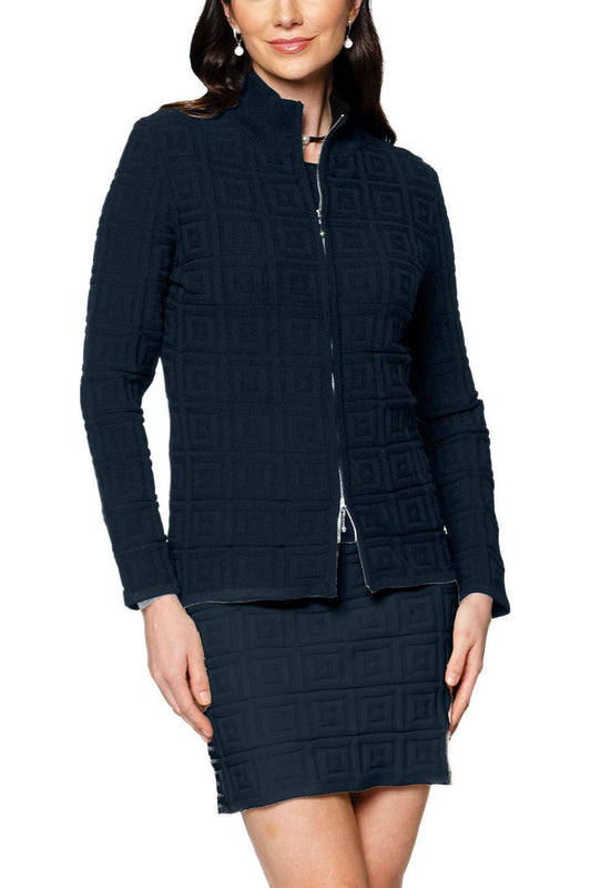 Zoe Square-Detail Knit Jacket ; Dark Navy