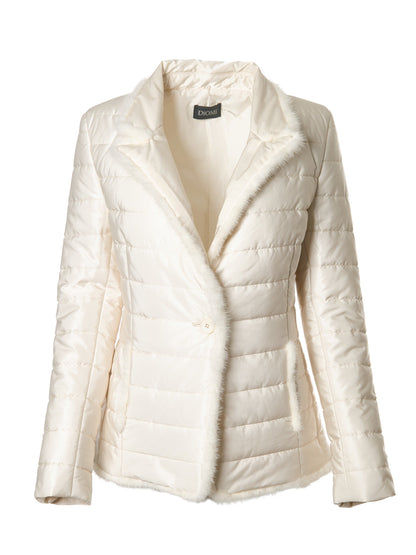 Nylon Jacket With Detachable Mink Bodice Ivory