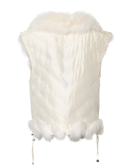 Silk Reversible Short Vest Soft Ivory