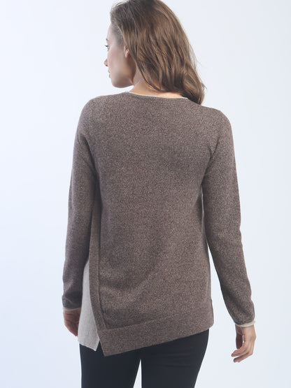 Asymmetrical Side Detailed Crewneck In Cashmere