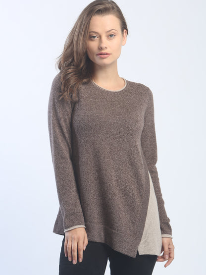 Asymmetrical Side Detailed Crewneck In Cashmere