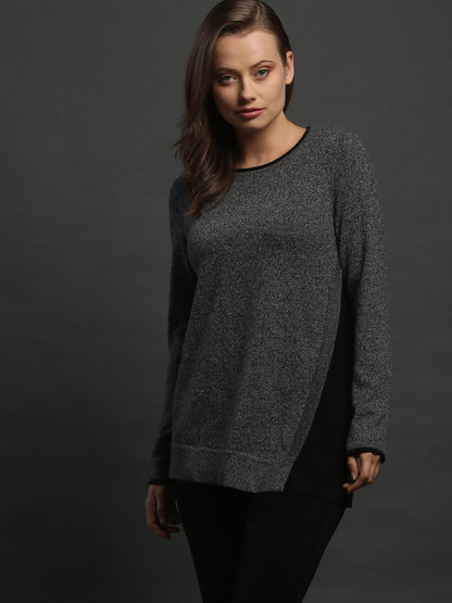 Asymmetrical Side Detailed Crewneck In Cashmere