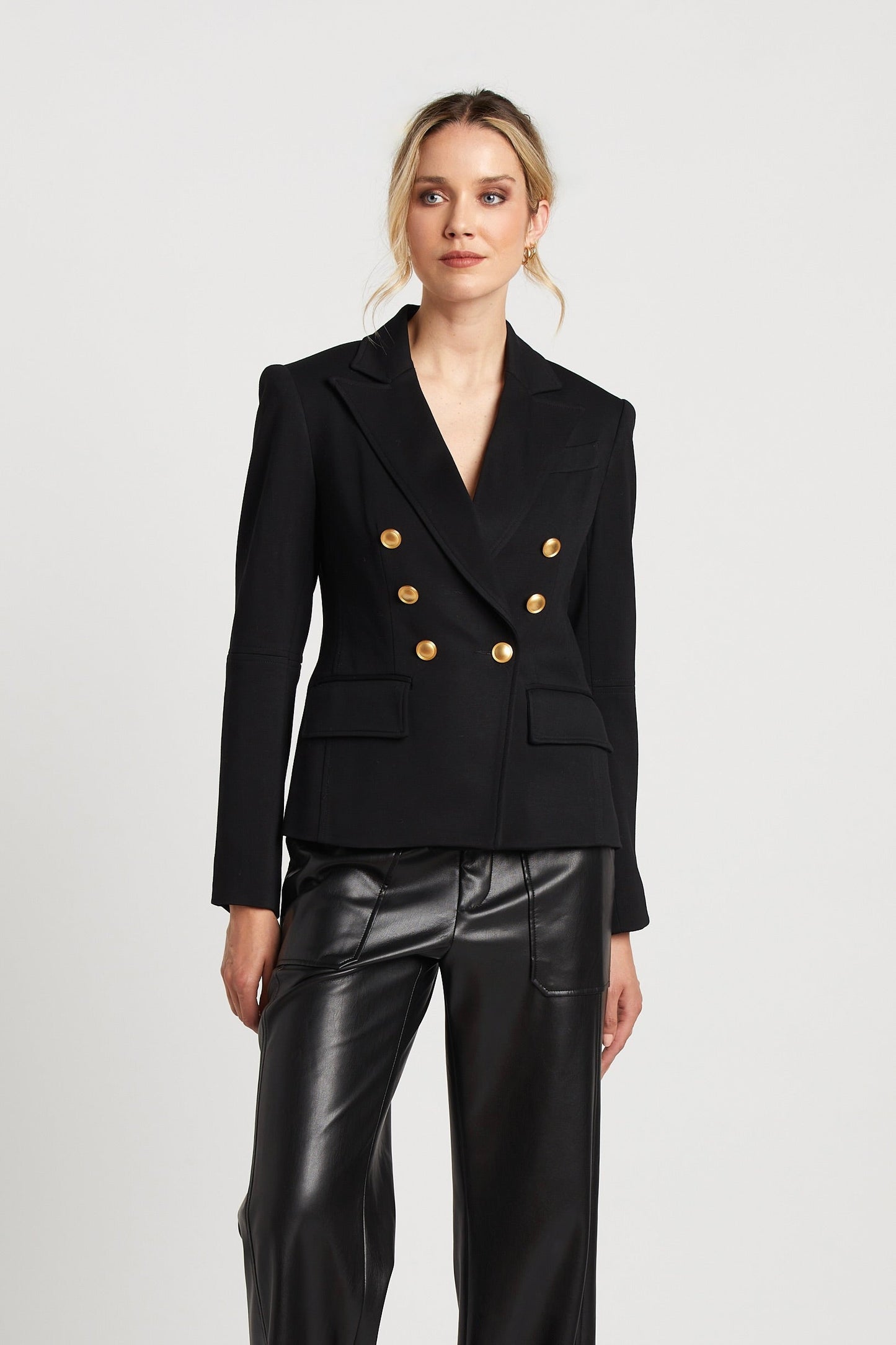 James Double Breasted Signature Stretch Blazer W/ Elbow Detail