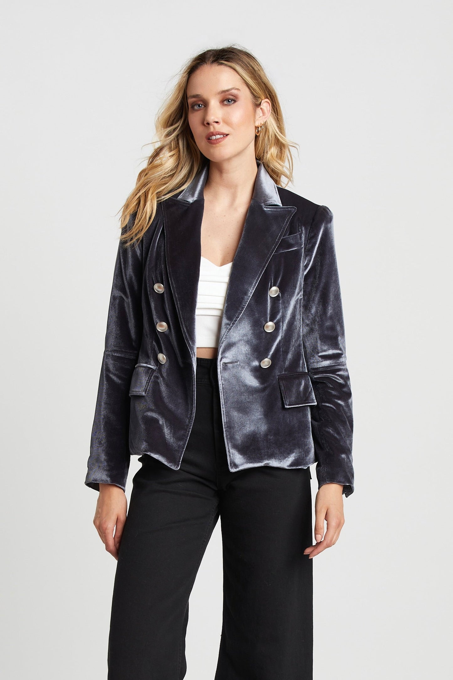 James Double Breasted Signature Stretch Blazer W/ Elbow Detail