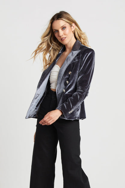 James Double Breasted Signature Stretch Blazer W/ Elbow Detail