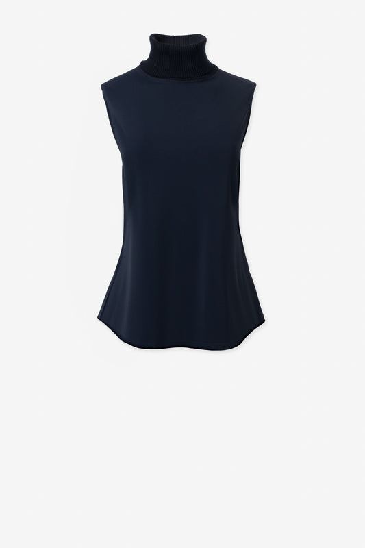 Sleeveless Turtle Neck With Rib Neck - Banebrook Collections