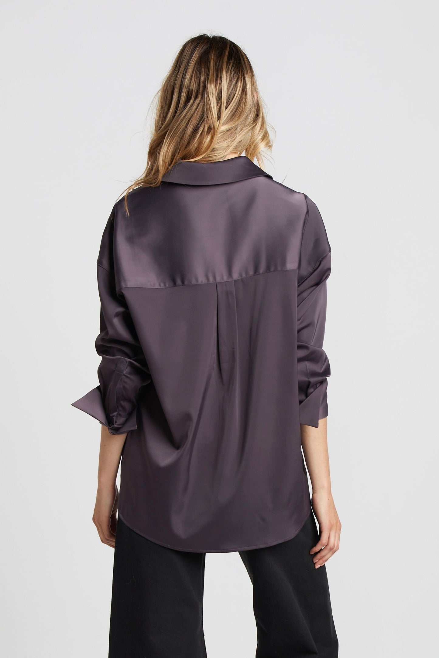 Kay Popover Satin Blouse W/ Long Cuffs