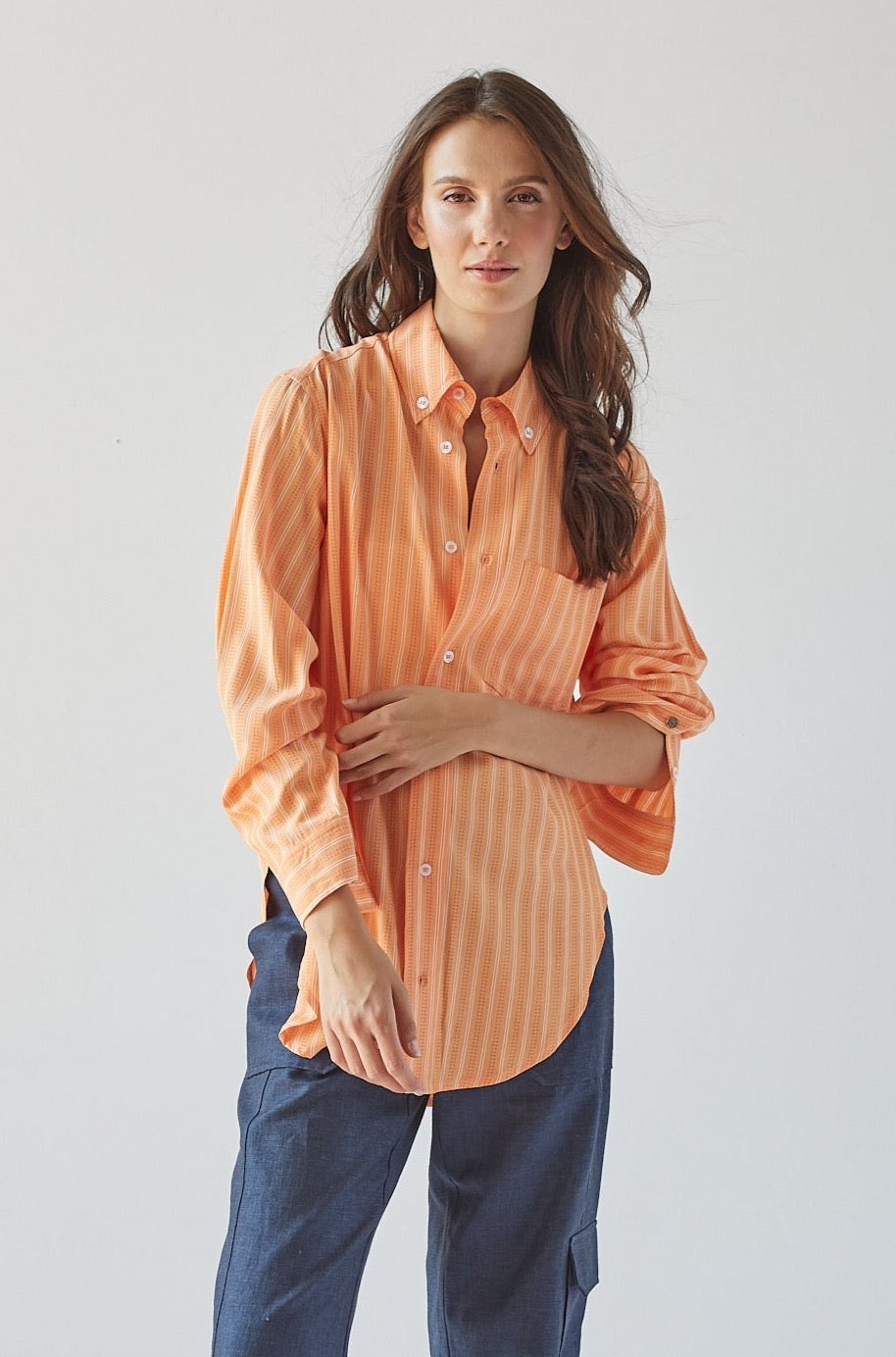 Kean Boyfriend Striped Button Down Shirt