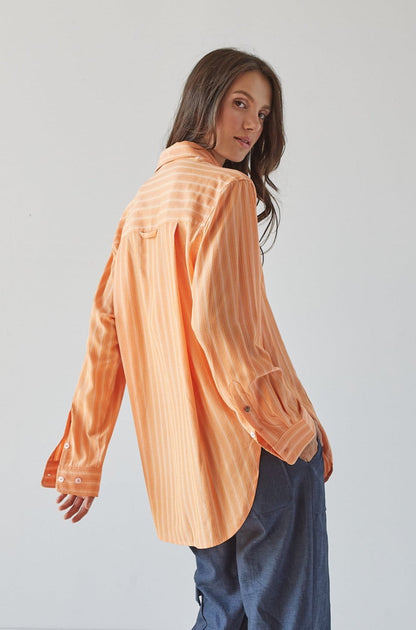 Kean Boyfriend Striped Button Down Shirt