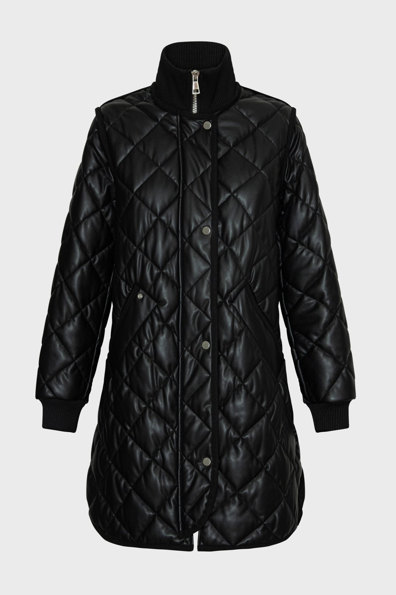 Liberty Quilted Full Zip Vegan Leather Coat W/ Side Zipper