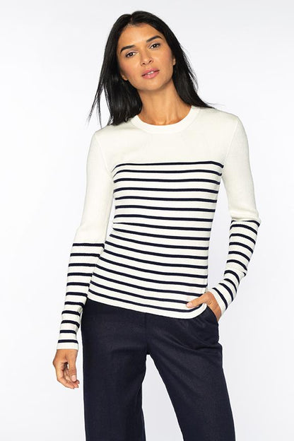 Stripe Rib Crew Kinross Cashmere