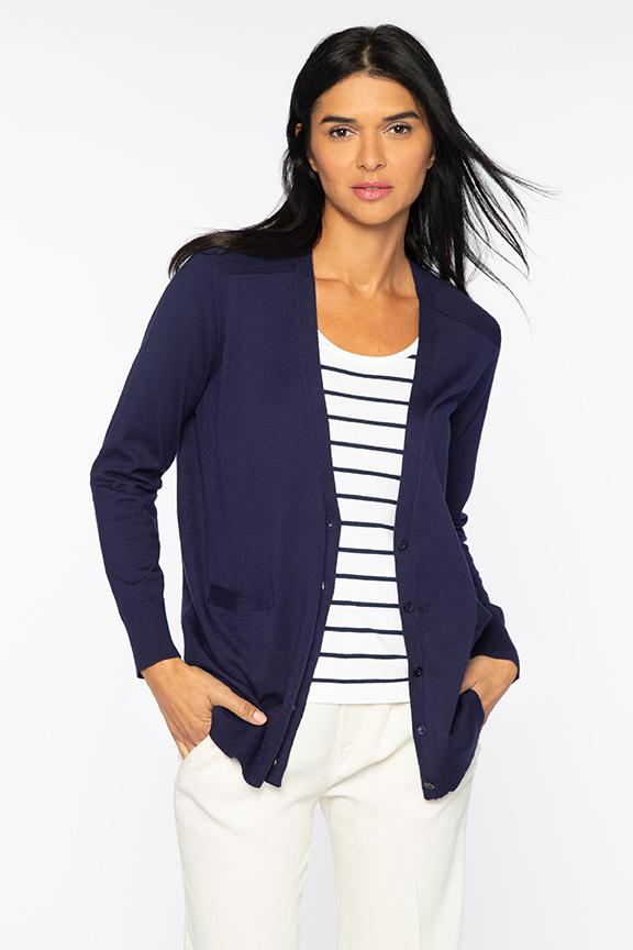 Vee Button Cardigan Kinross Cashmere