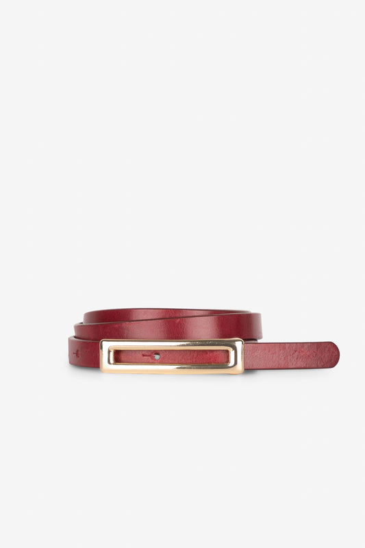 Skinny Genuine Leather Belt With Rectangle Buckle - Banebrook Collections