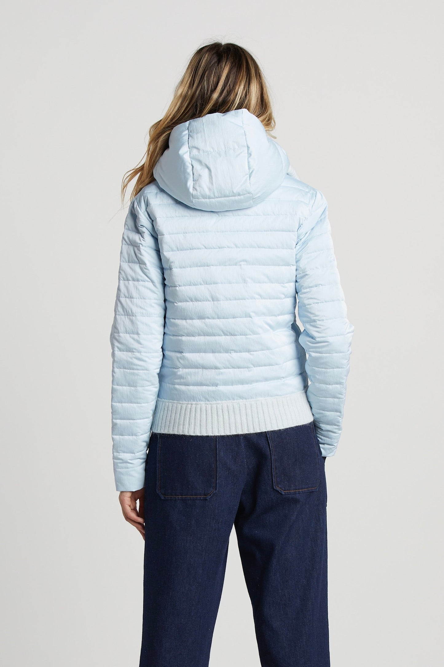 Lulu Light Weight Quilted Down Jacket W/ Knit Trim Details