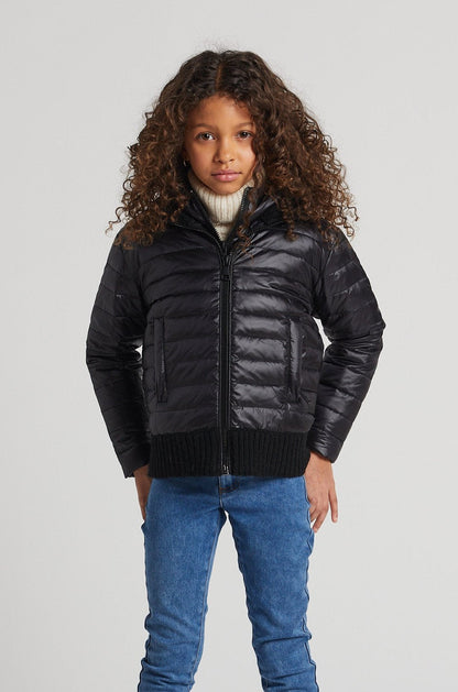 Lulu Light Weight Quilted Down Jacket W/ Knit Trim Details