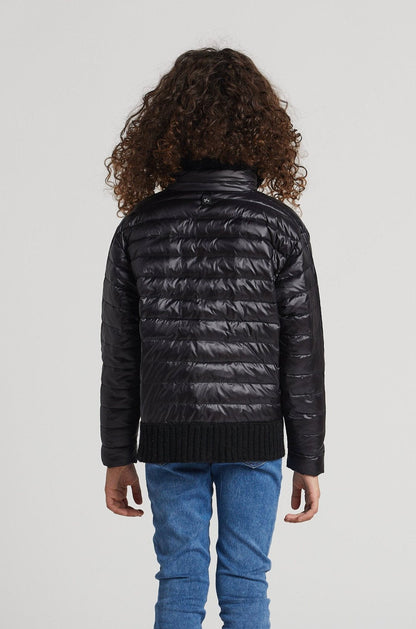 Lulu Light Weight Quilted Down Jacket W/ Knit Trim Details