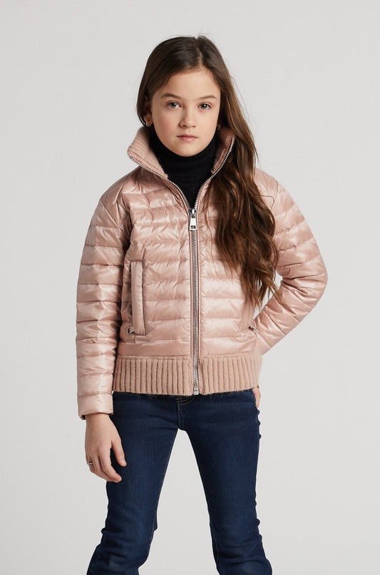 Lulu Light Weight Quilted Down Jacket W/ Knit Trim Details