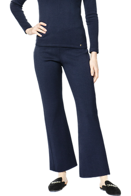 Monique Milano-Knit Boot Leg Pants; Dark Navy