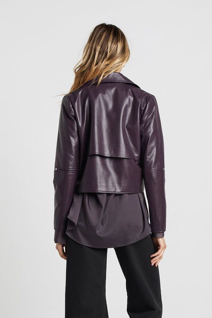 Ninon Short Vegan Leather Open Front Jacket