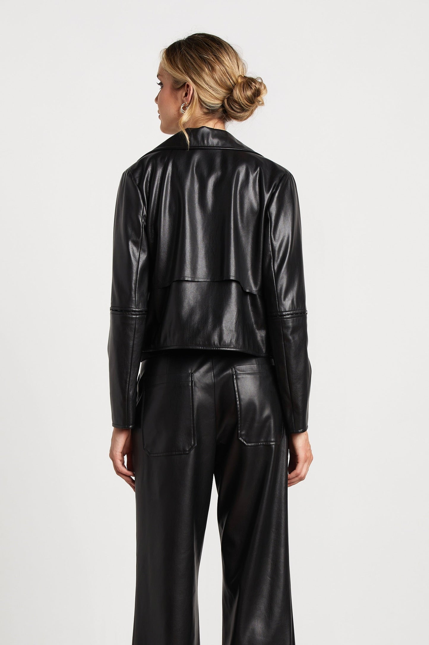 Ninon Short Vegan Leather Open Front Jacket