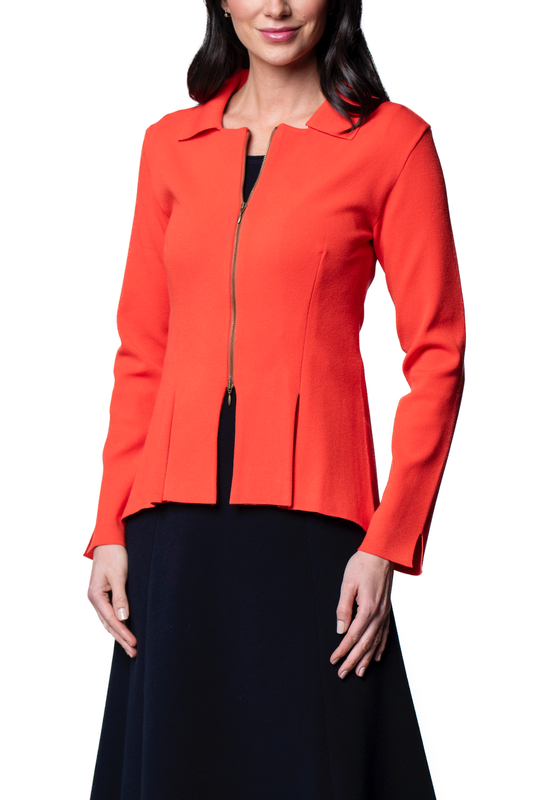 Nikkie Flat-Knit Zip Jacket ; Bright Orange