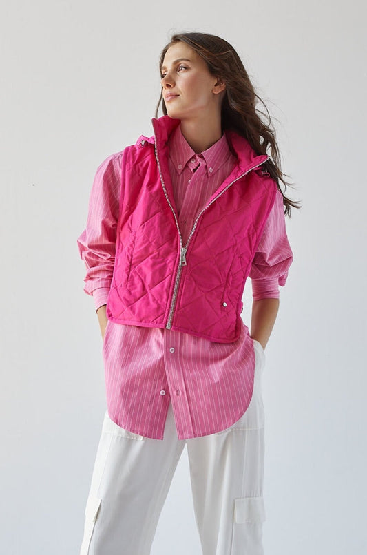 Romy Quilted Sleeveless Vest W/ Removable Hood