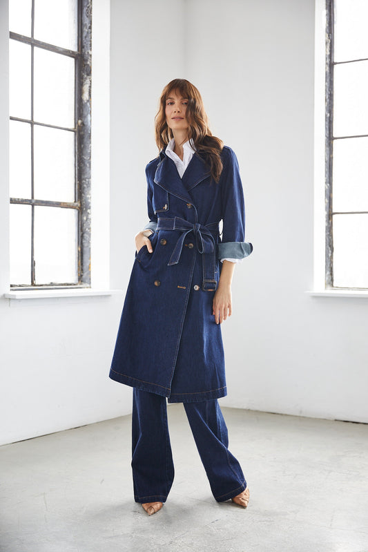 Rowan Dark Denim Trench Coat