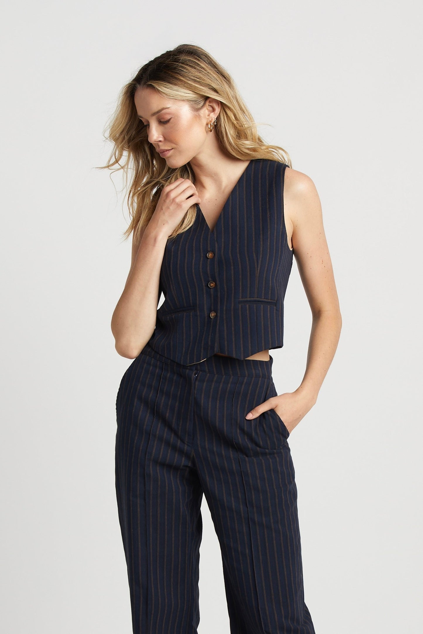 Sandro Sleeveless Pinstriped Vest