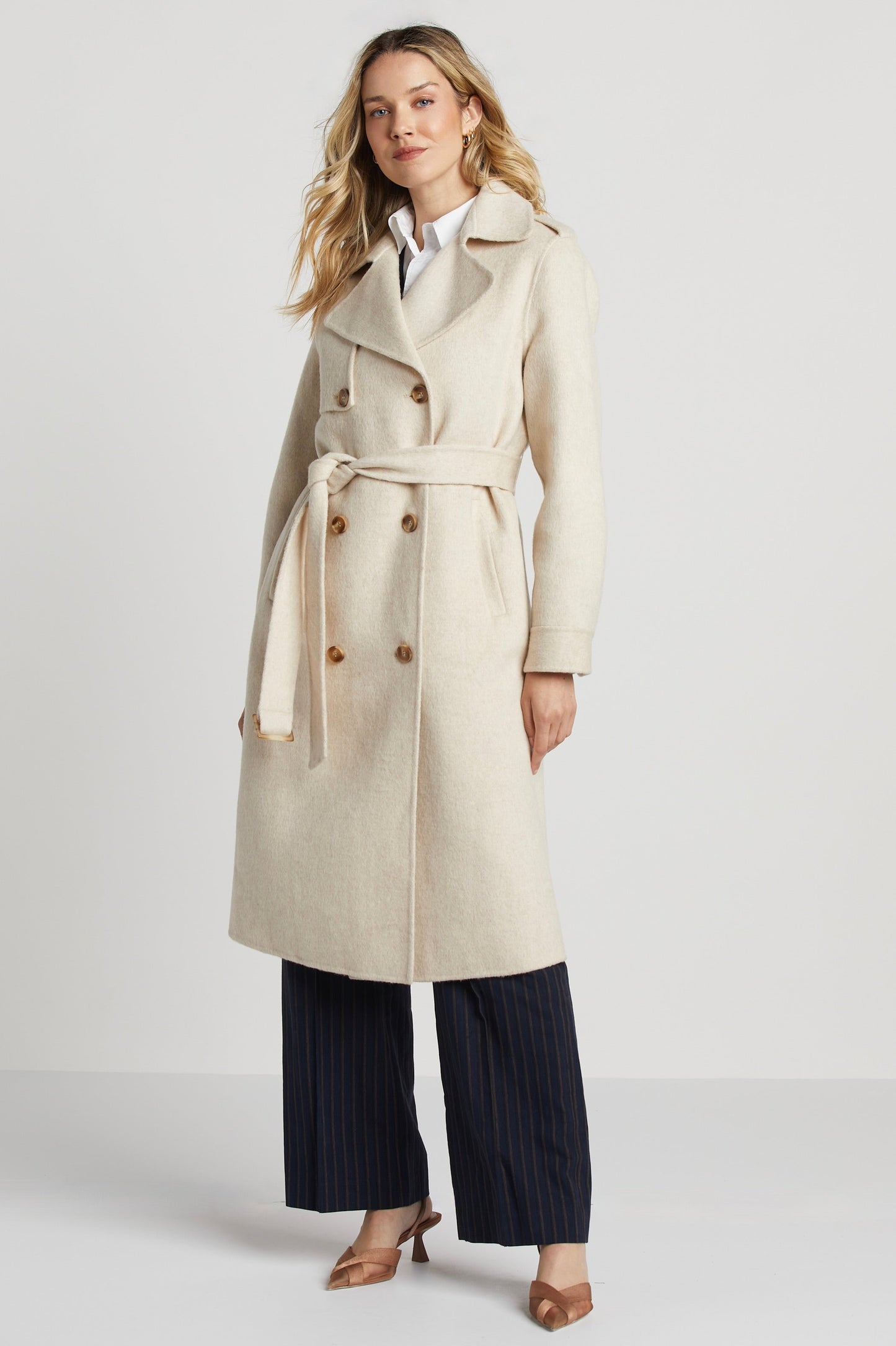 Sibel Double Face Wool Blend Trench Coat